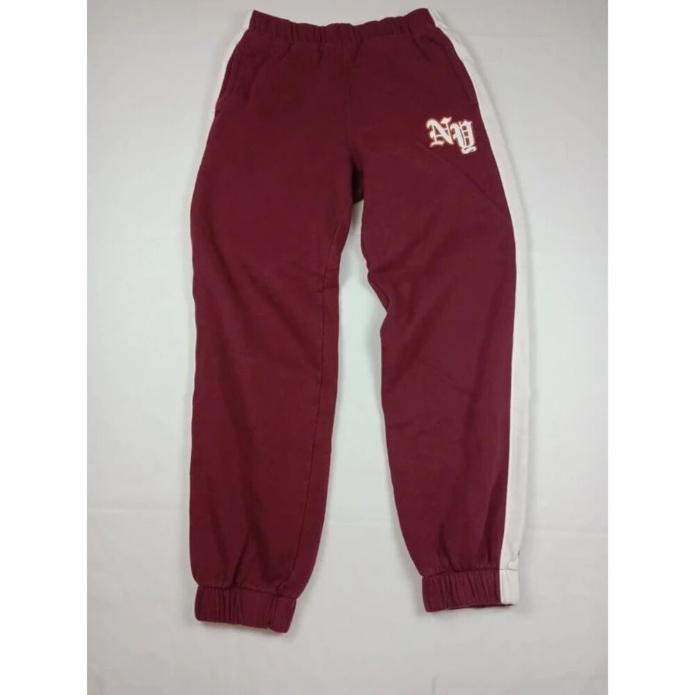 Hollister Burgundy White Stripe NY Sweatpants Size Small High Waisted